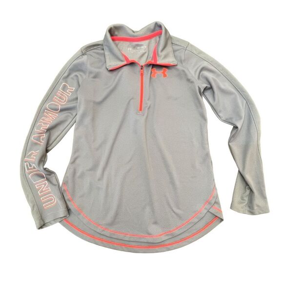 Under Armour Girls Size XL Fitted HeatGear 1/4 Zip‎ Long Sleeve Mock Neck Shirt - Picture 1 of 8